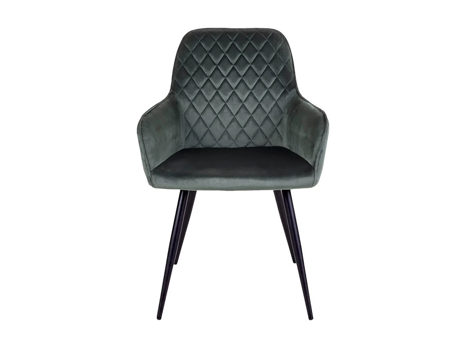 VIBY - Lot de 4 Fauteuils Velours Vert et Piétement Acier Noir