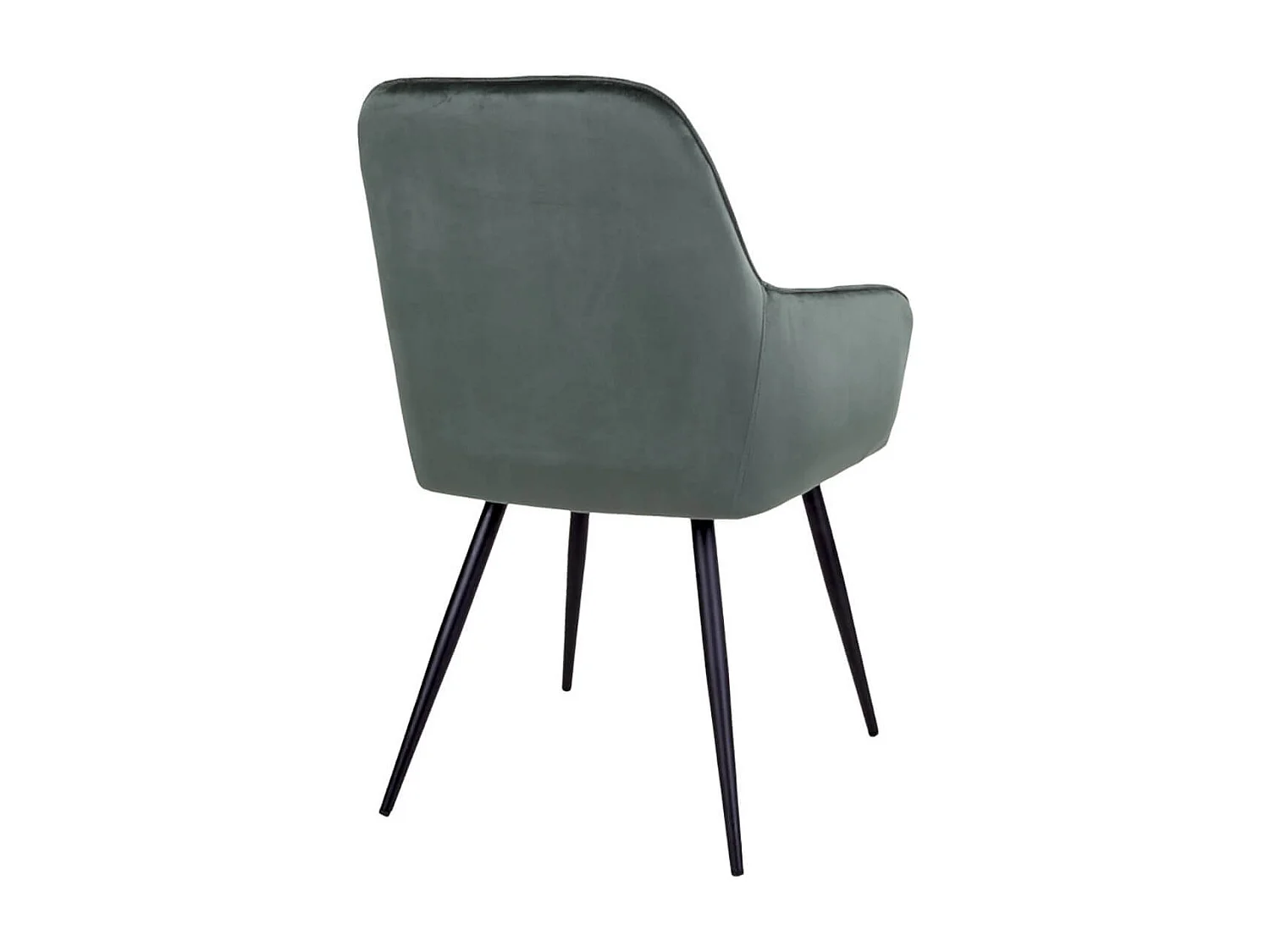 VIBY - Lot de 4 Fauteuils Velours Vert et Piétement Acier Noir