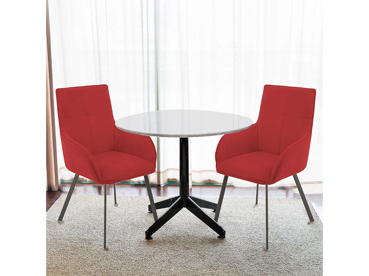 CATILA - Lot de 2 Fauteuils Rouges Piètement Gris Mat