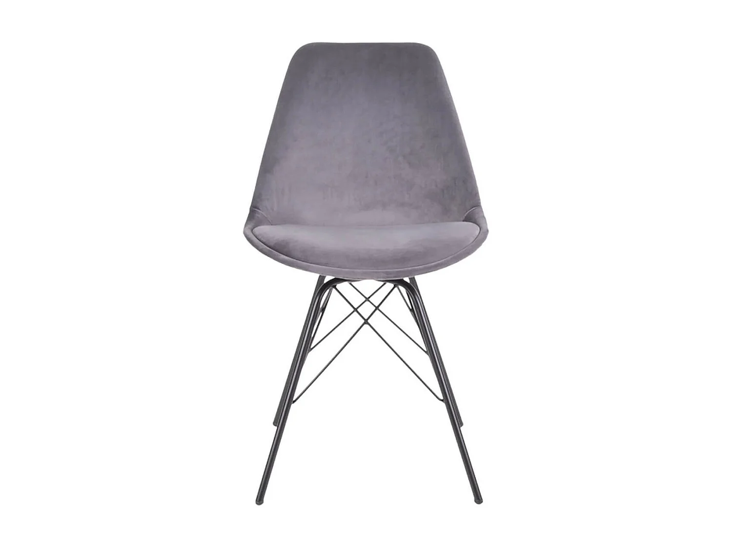 HAGA - Lot de 2 Chaises Velours Gris avec Piétement Métal Noir