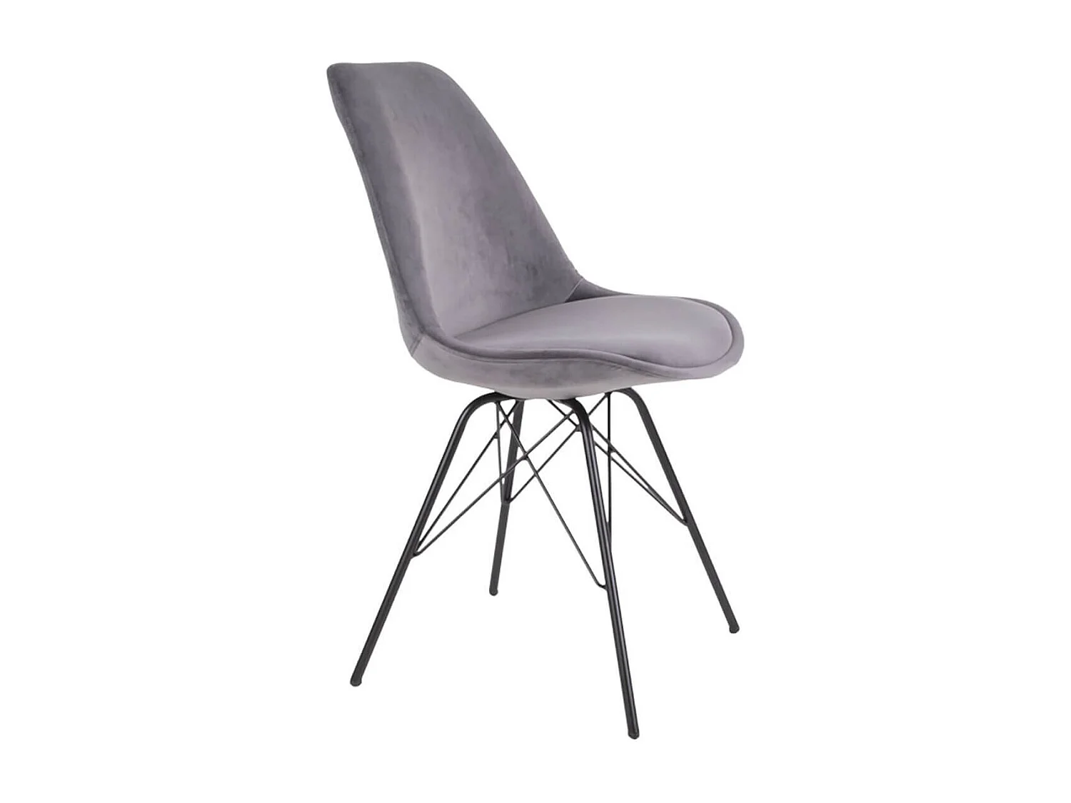 HAGA - Lot de 2 Chaises Velours Gris avec Piétement Métal Noir