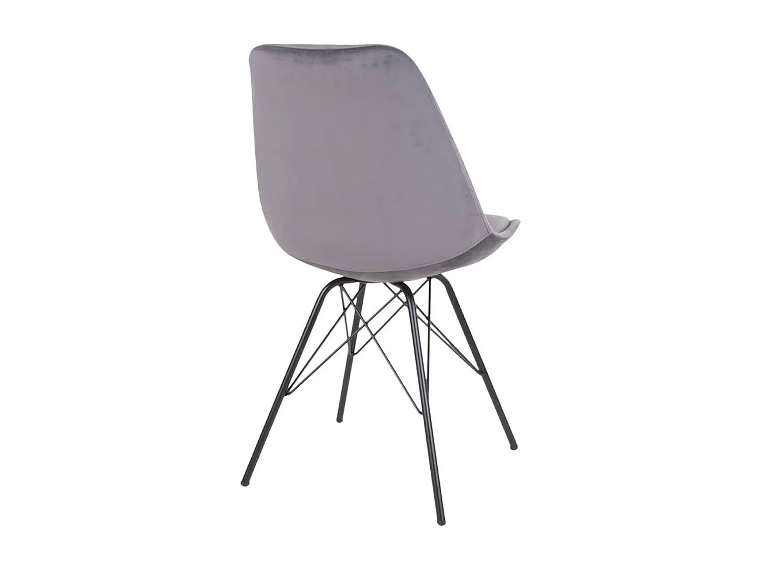 HAGA - Lot de 2 Chaises Velours Gris avec Piétement Métal Noir