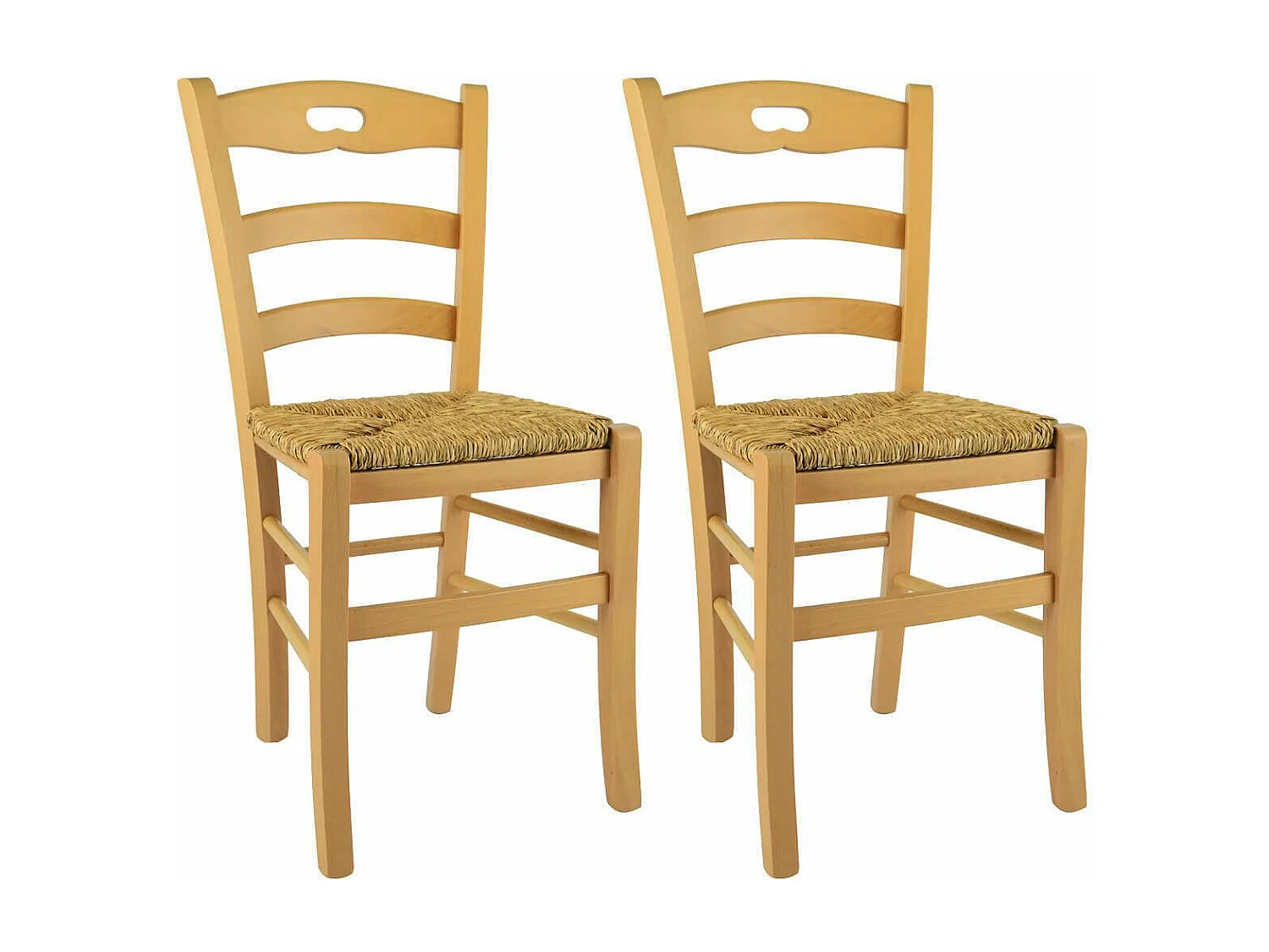 SUZY - Lot de 2 Chaises Naturelles et Assises en Paille