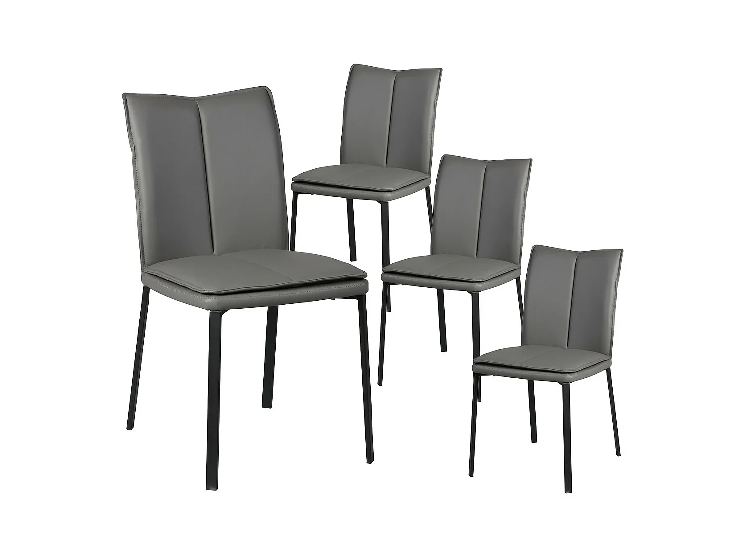 CALLUM - Lot de 4 Chaises Grises avec Sur-Coussin