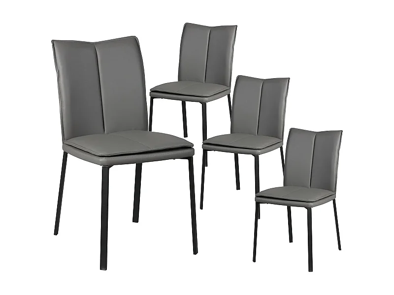 CALLUM - Lot de 4 Chaises Grises avec Sur-Coussin