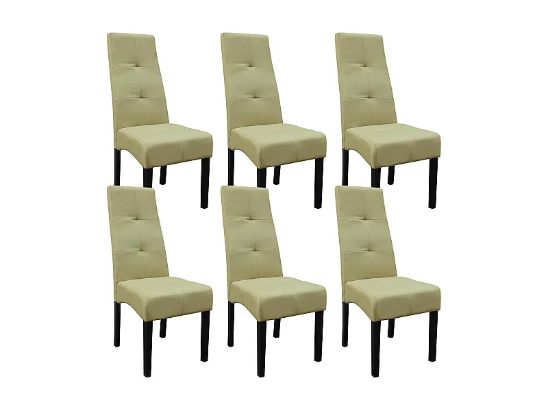 DALLAS - Lot de 6 Chaises Vert Clair Capitonnées