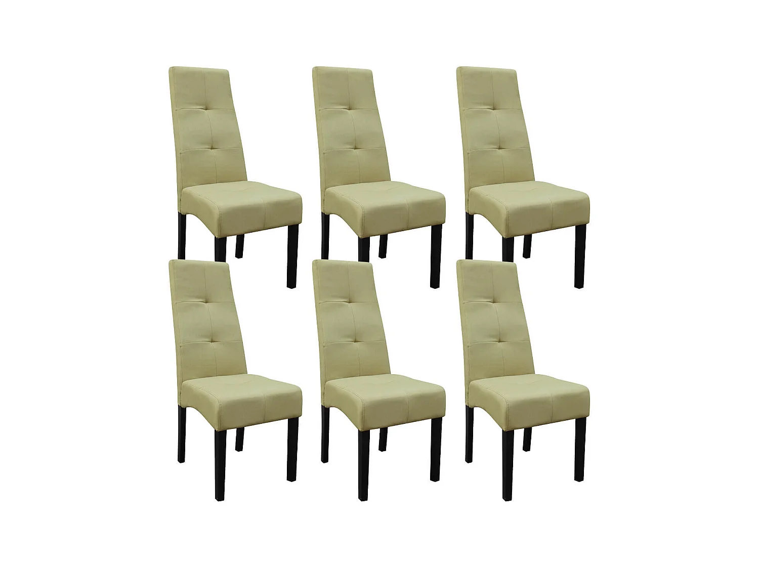DALLAS - Lot de 6 Chaises Vert Clair Capitonnées