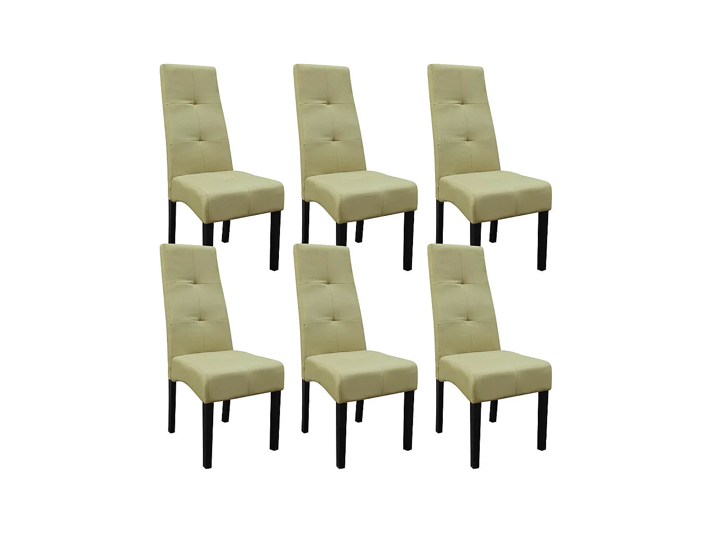 DALLAS - Lot de 6 Chaises Vert Clair Capitonnées
