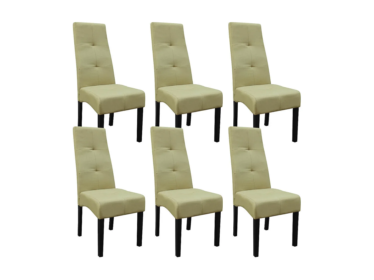 DALLAS - Lot de 6 Chaises Vert Clair Capitonnées