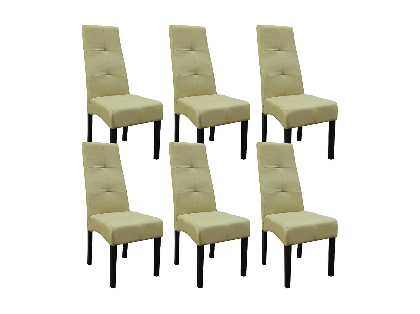 DALLAS - Lot de 6 Chaises Vert Clair Capitonnées
