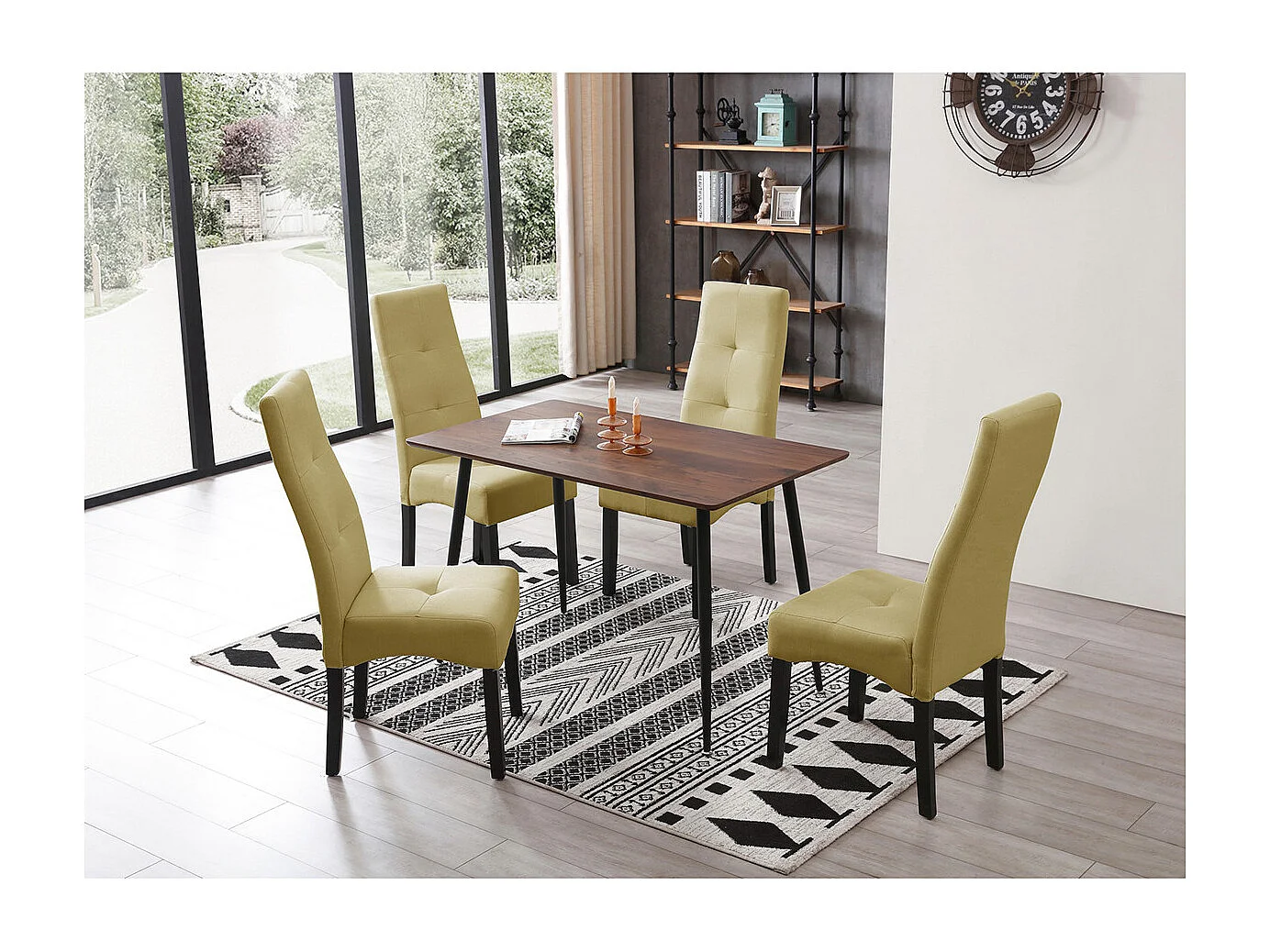 DALLAS - Lot de 6 Chaises Vert Clair Capitonnées