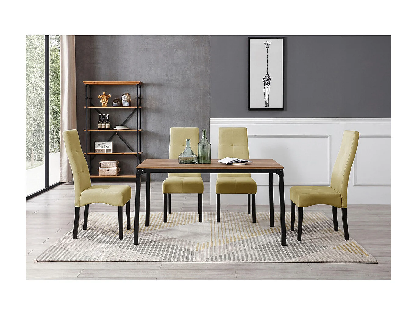 DALLAS - Lot de 6 Chaises Vert Clair Capitonnées