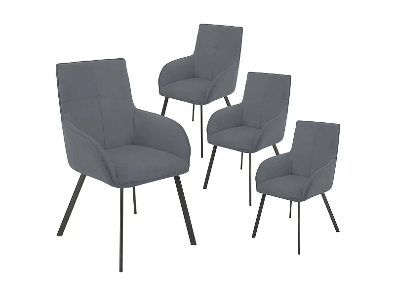 CATILA - Lot de 4 Fauteuils Gris Piètement Gris Mat