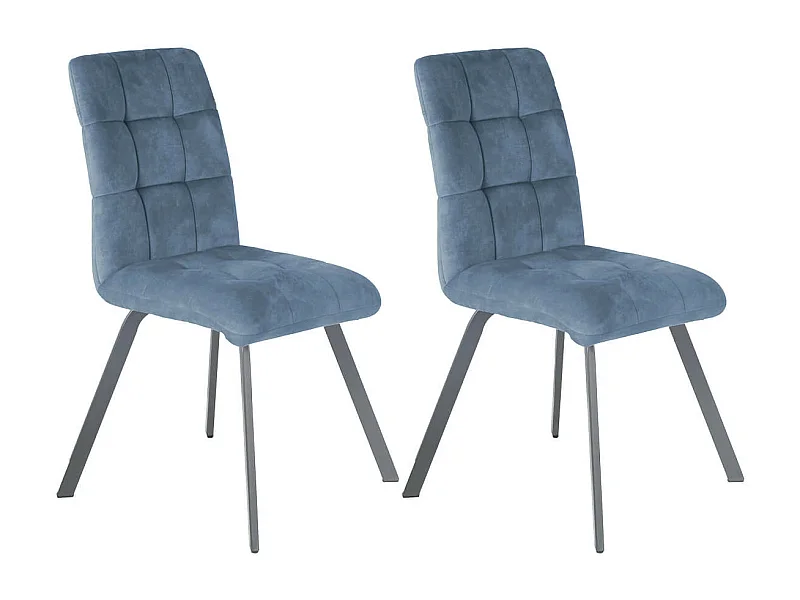 JOHN - Lot de 2 Chaises Capitonnées Bleu Gris