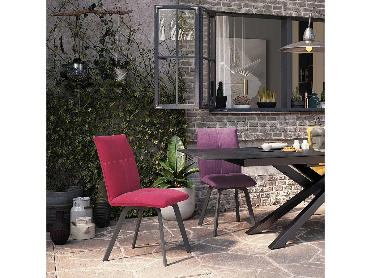 BISPO - Lot de 2 Chaises Tissu Coloris Rouge