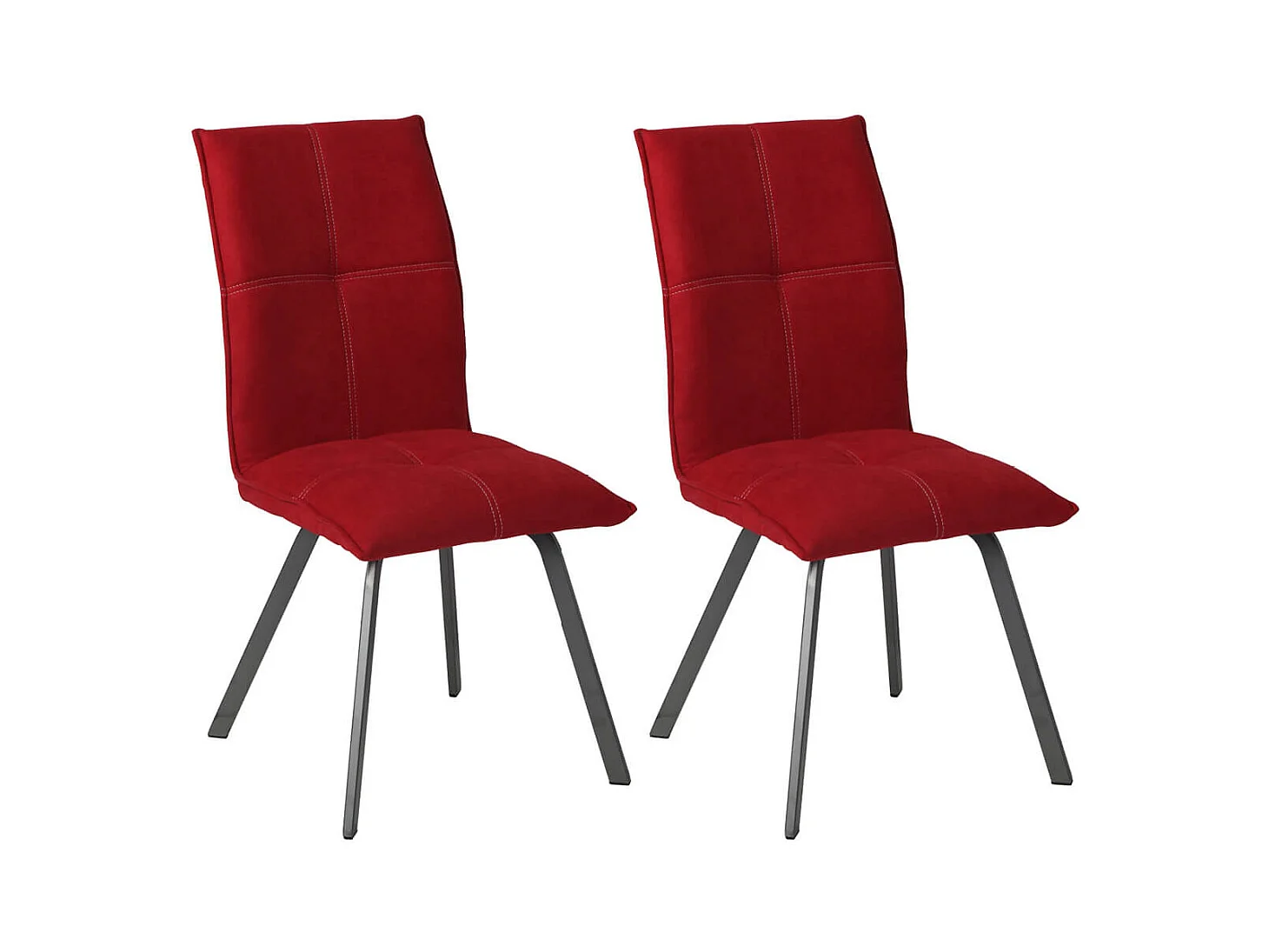 BISPO - Lot de 2 Chaises Tissu Coloris Rouge