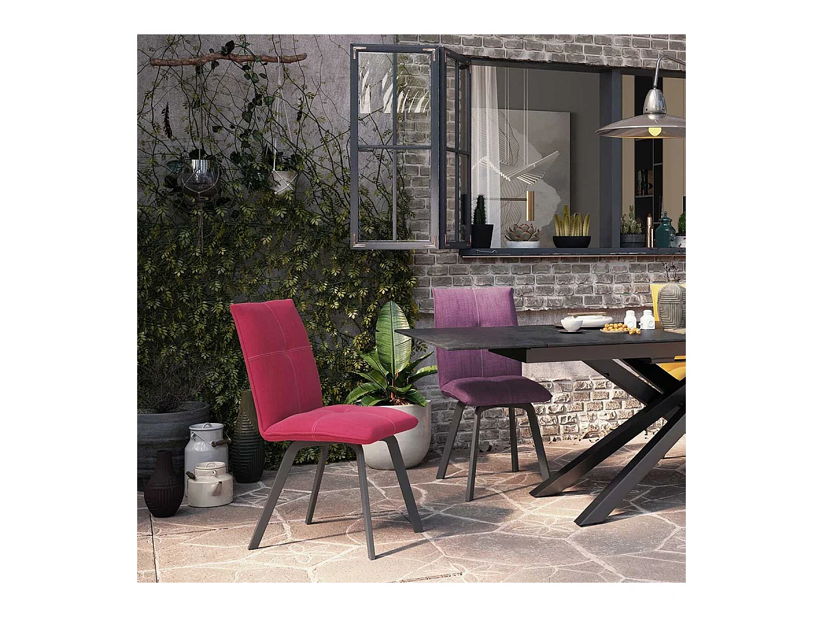 BISPO - Lot de 2 Chaises Tissu Coloris Rouge