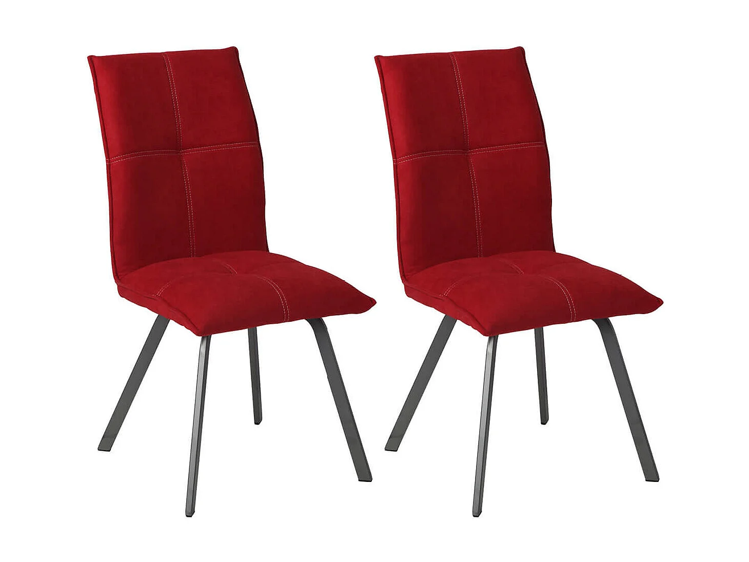 BISPO - Lot de 2 Chaises Tissu Coloris Rouge