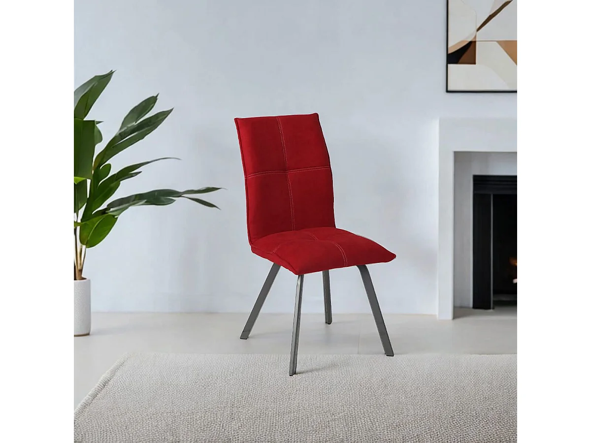 BISPO - Lot de 2 Chaises Tissu Coloris Rouge