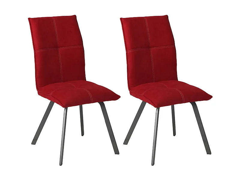 BISPO - Lot de 2 Chaises Tissu Coloris Rouge