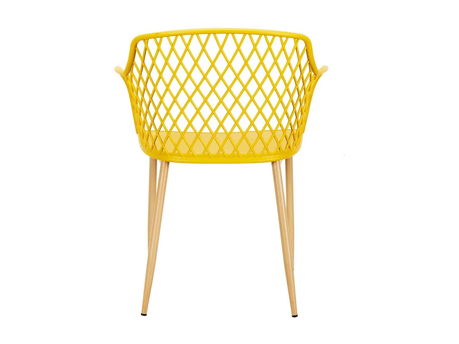 TRESSIE - Lot de 4 Fauteuils Jaunes Pieds Effet Bois Verni