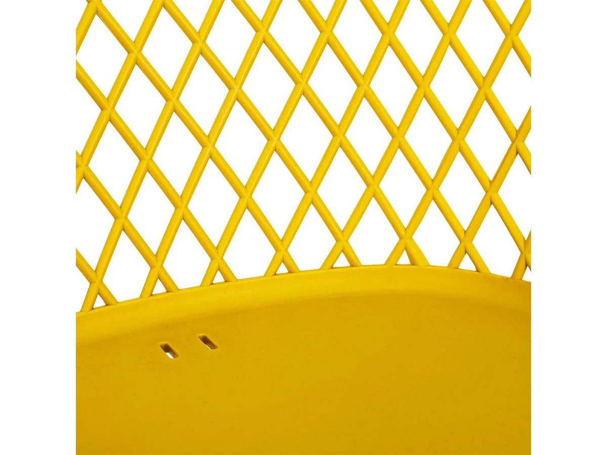 TRESSIE - Lot de 4 Fauteuils Jaunes Pieds Effet Bois Verni