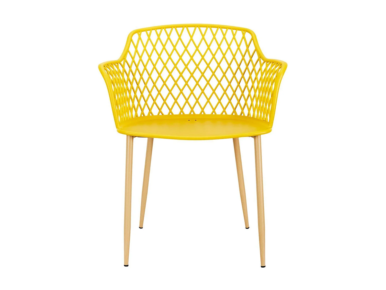 TRESSIE - Lot de 4 Fauteuils Jaunes Pieds Effet Bois Verni