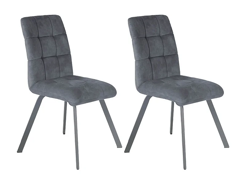 JOHN - Lot de 2 Chaises Capitonnées Gris