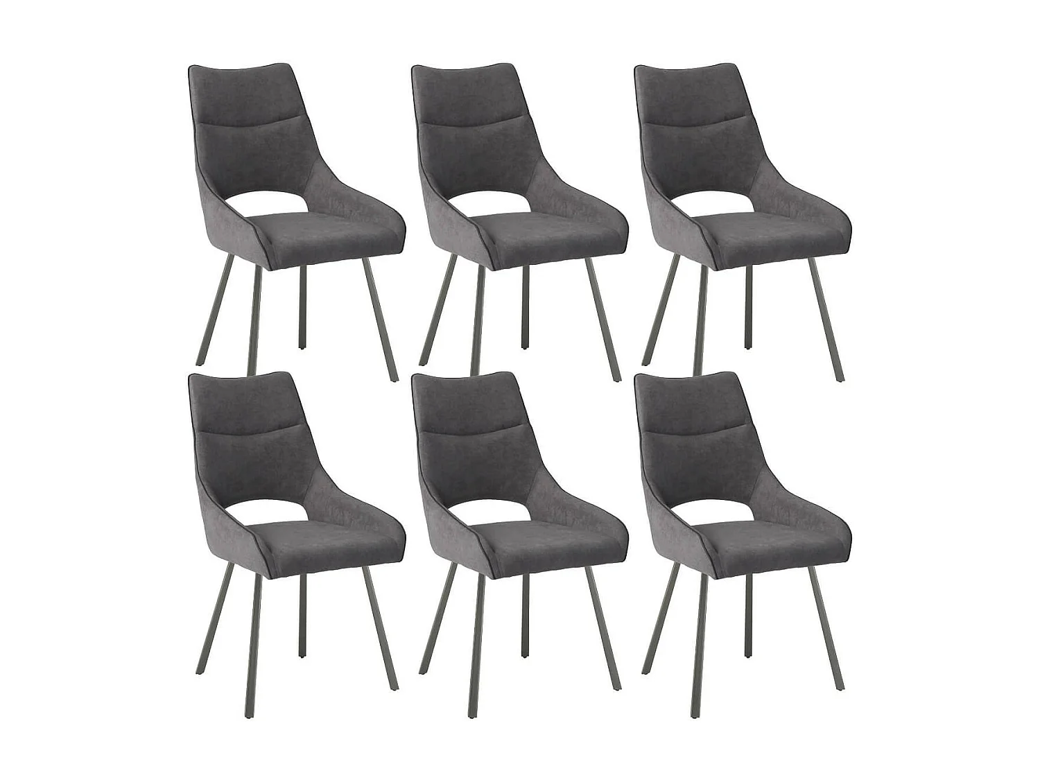 AMADO - Lot de 6 Chaises Tissu Coloris Gris Anthracite