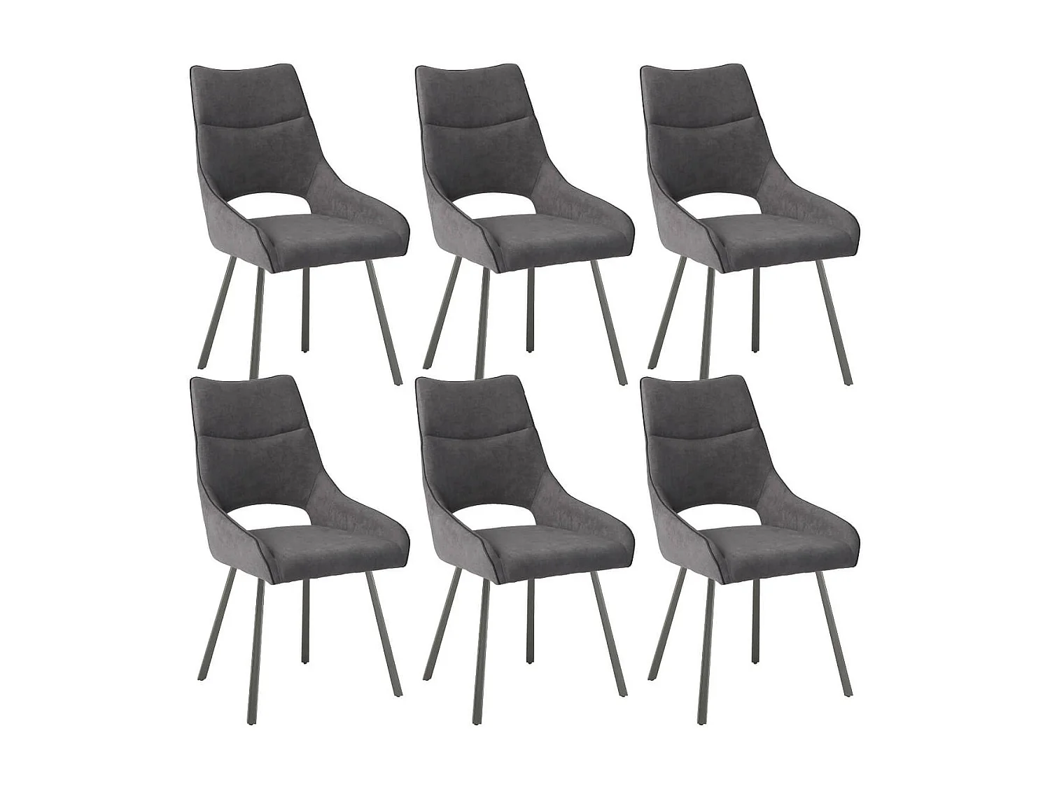 AMADO - Lot de 6 Chaises Tissu Coloris Gris Anthracite