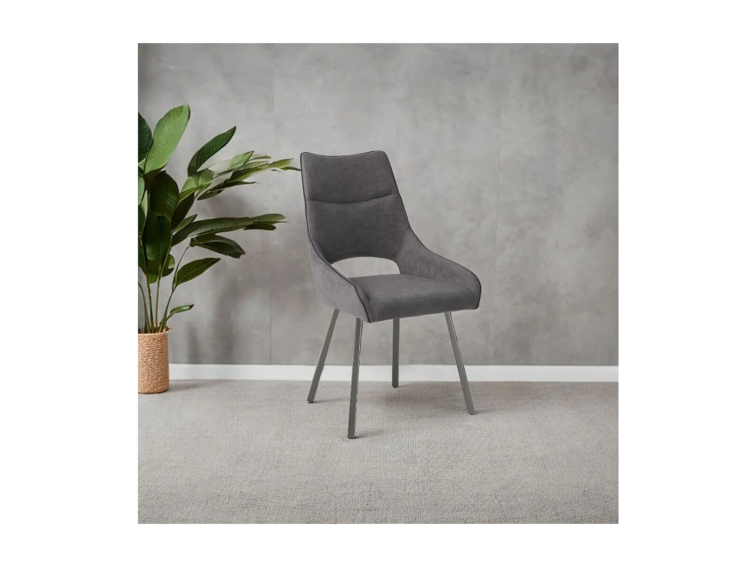 AMADO - Lot de 6 Chaises Tissu Coloris Gris Anthracite