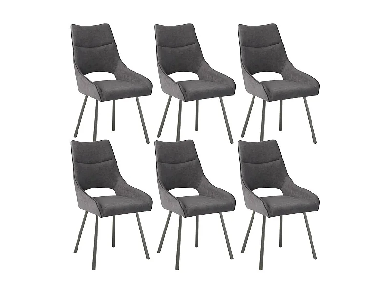 AMADO - Lot de 6 Chaises Tissu Coloris Gris Anthracite