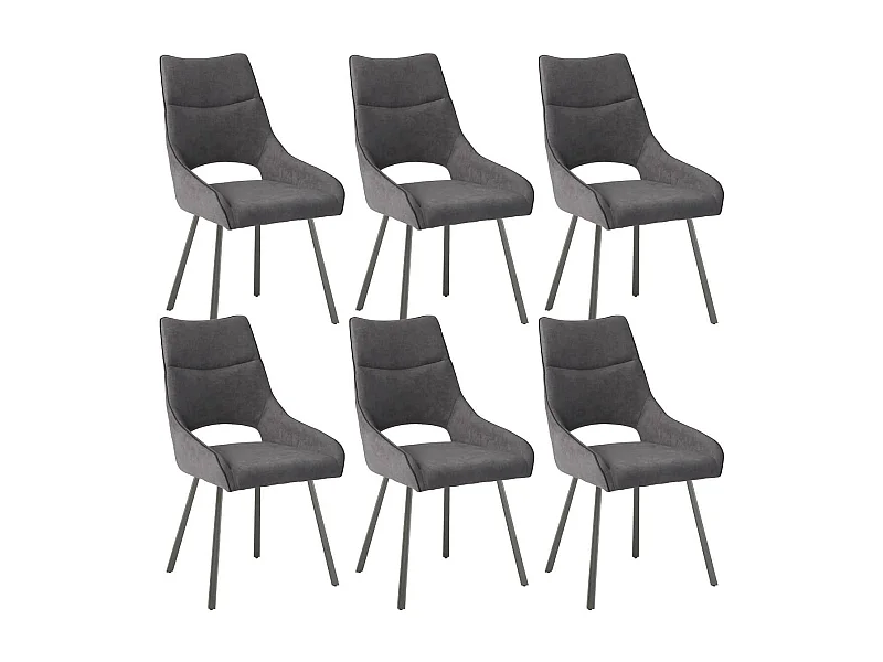 AMADO - Lot de 6 Chaises Tissu Coloris Gris Anthracite