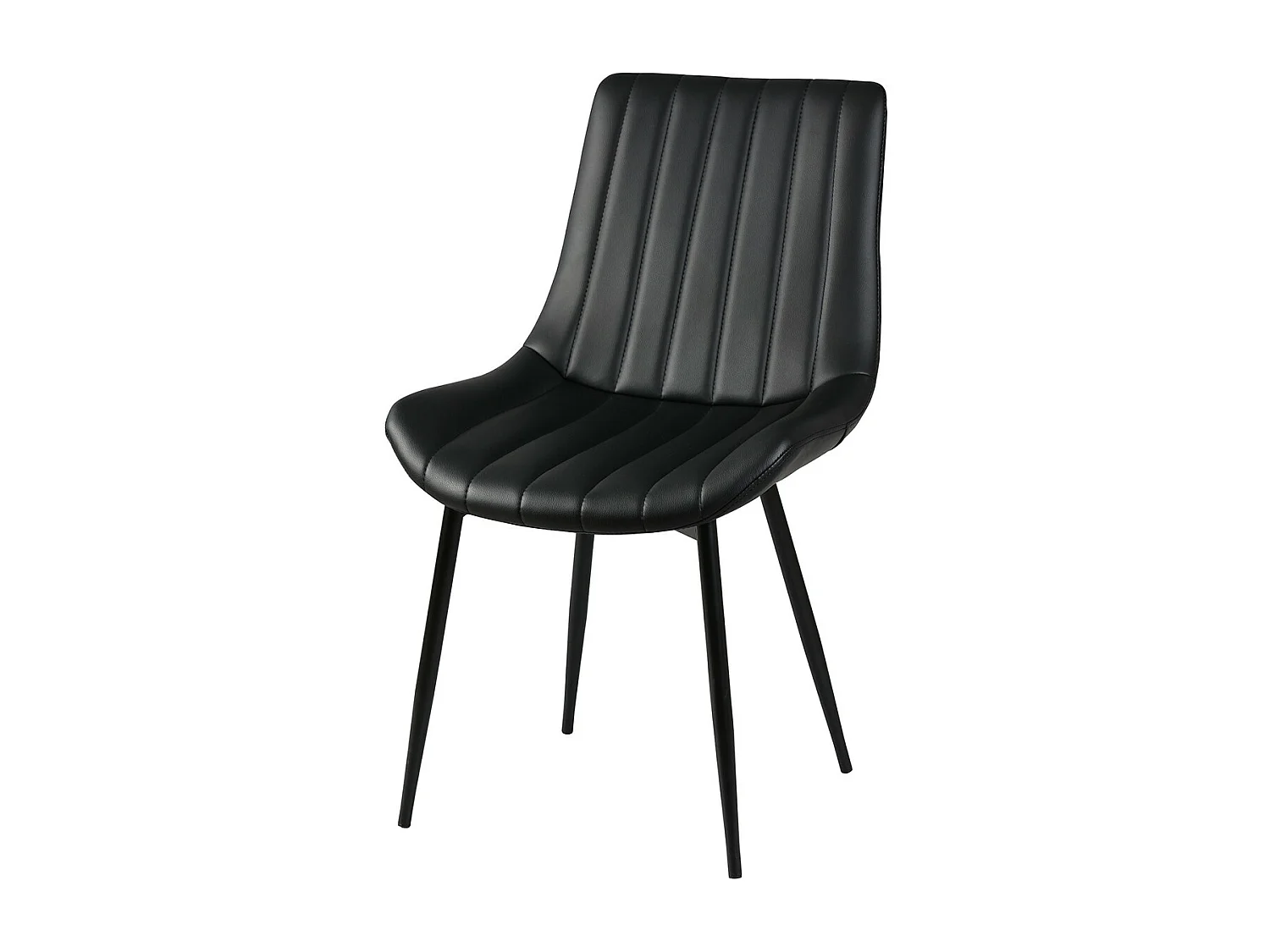 CAROLANN - Lot de 6 Chaises Noires Métal et PVC