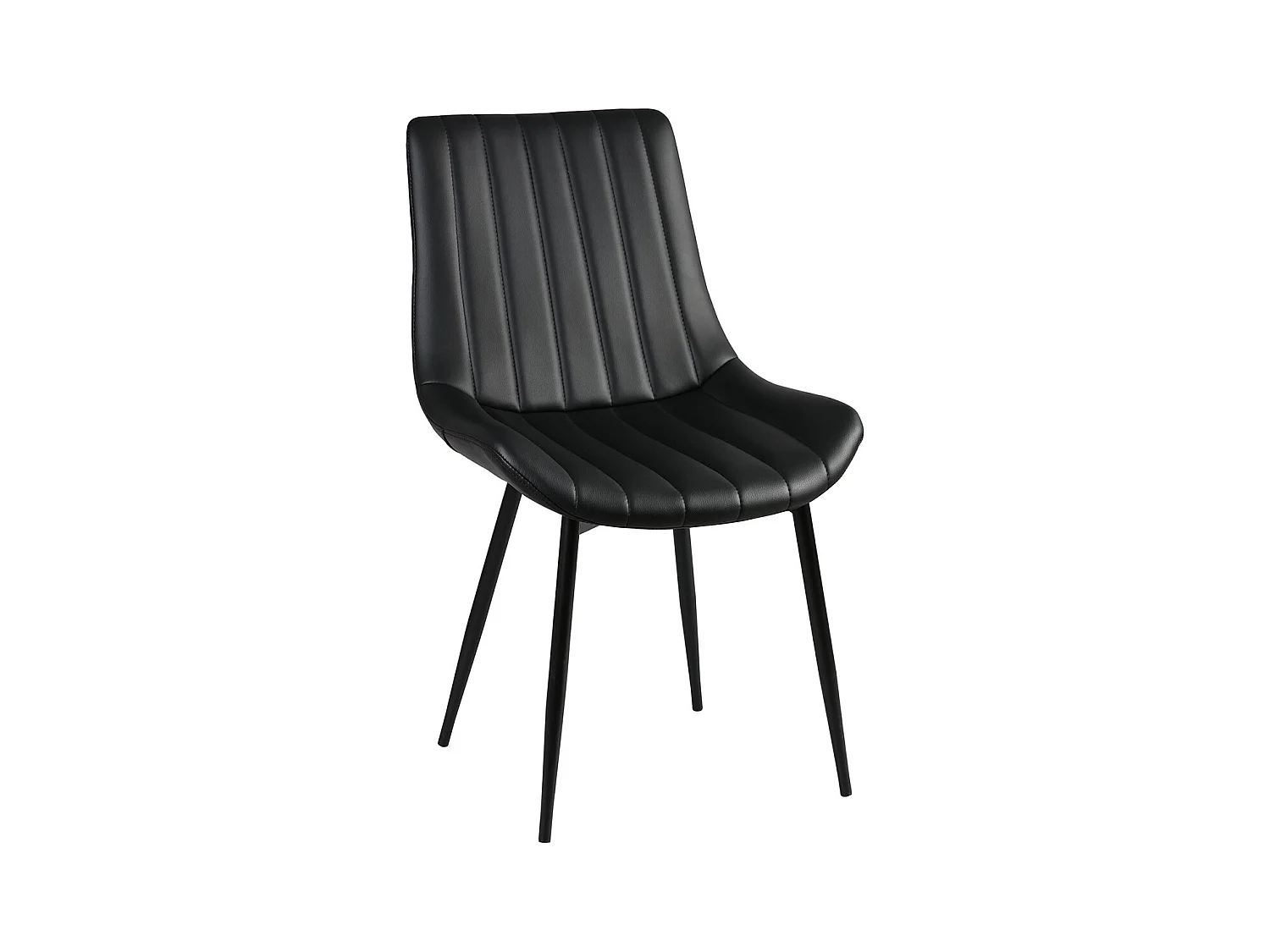 CAROLANN - Lot de 6 Chaises Noires Métal et PVC
