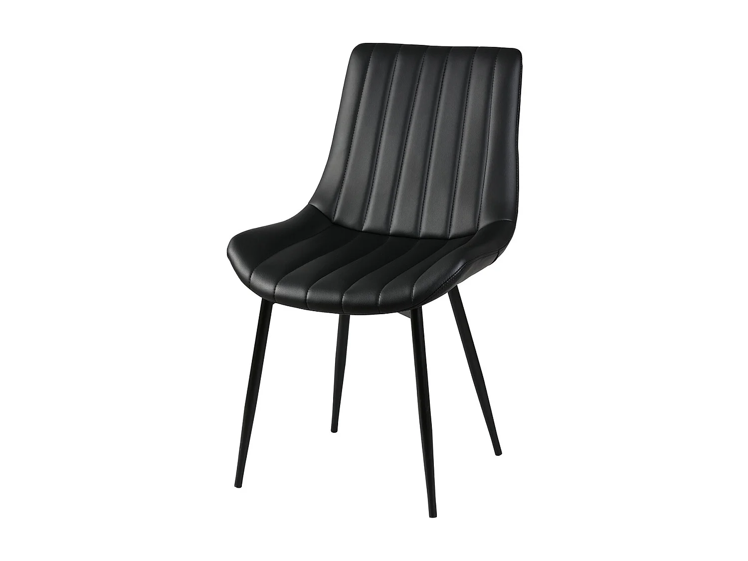 CAROLANN - Lot de 6 Chaises Noires Métal et PVC