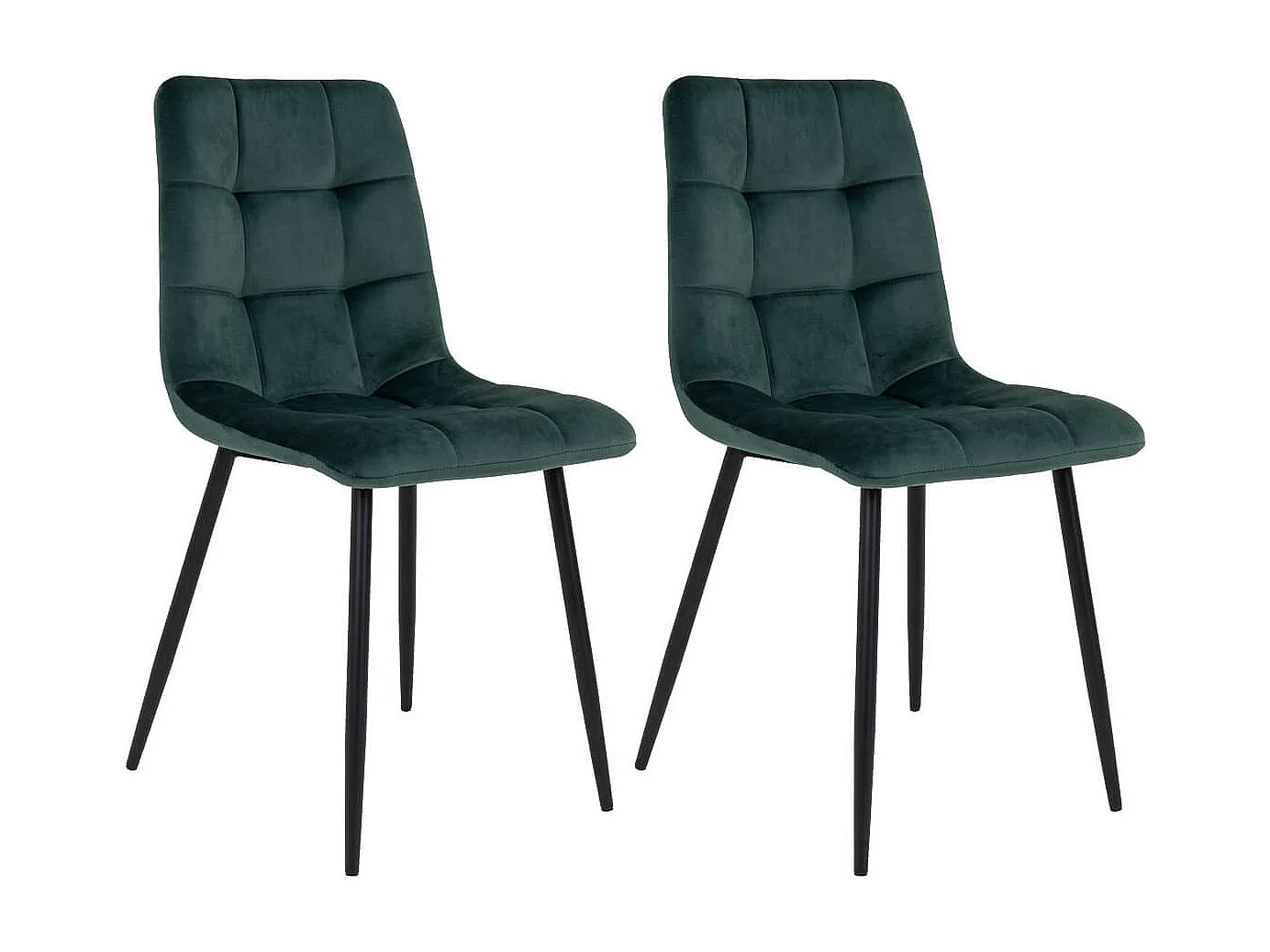 STRIB - Lot de 2 Chaises Velours Vert Foncé et Piétement Acier