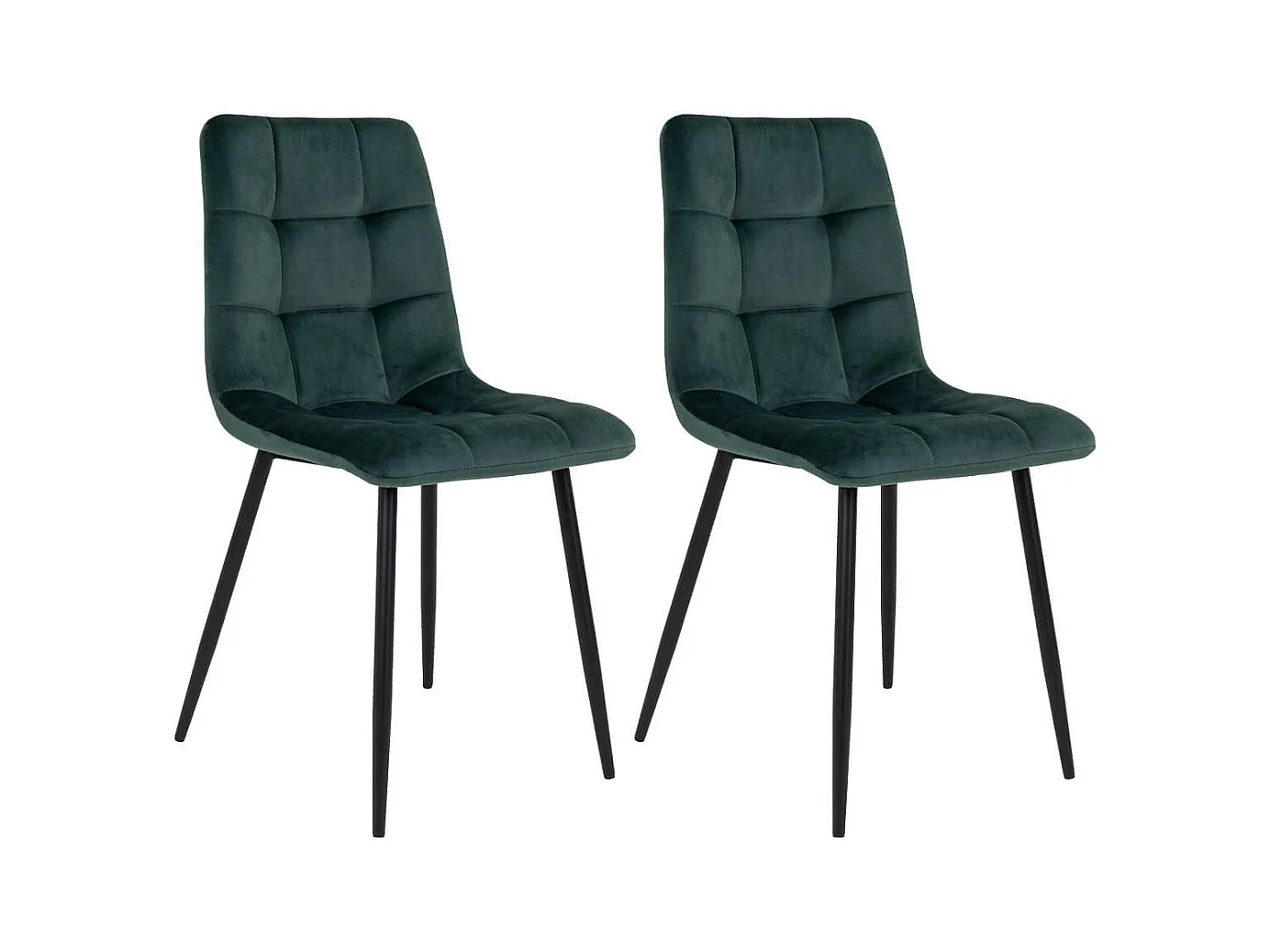 STRIB - Lot de 2 Chaises Velours Vert Foncé et Piétement Acier