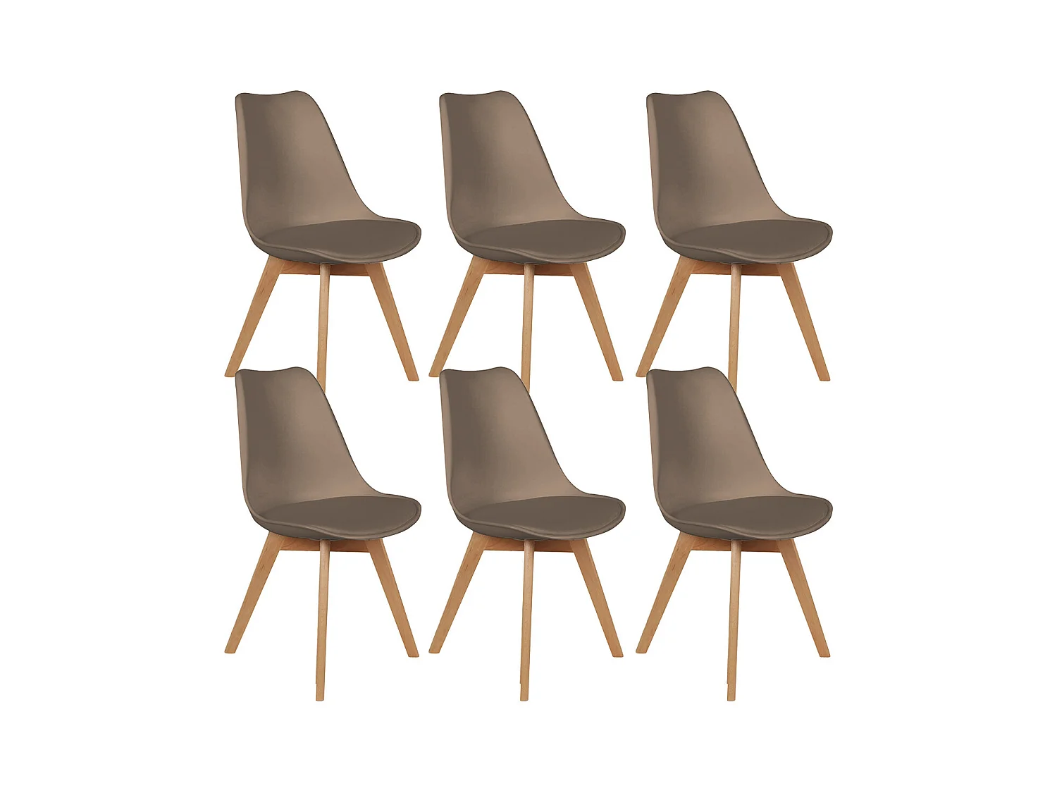 MEDALINE - Lot de 6 Chaises Scandinaves Taupe