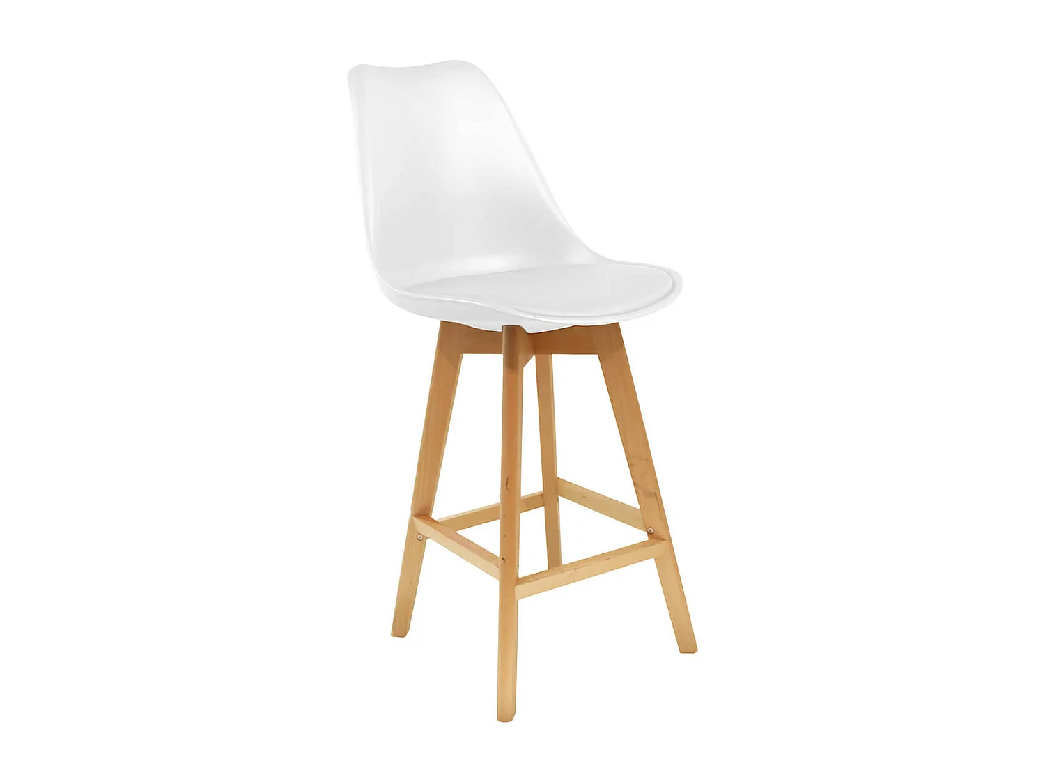 PARSA - Lot de 6 Chaises Hautes Blanches et Pieds Bois