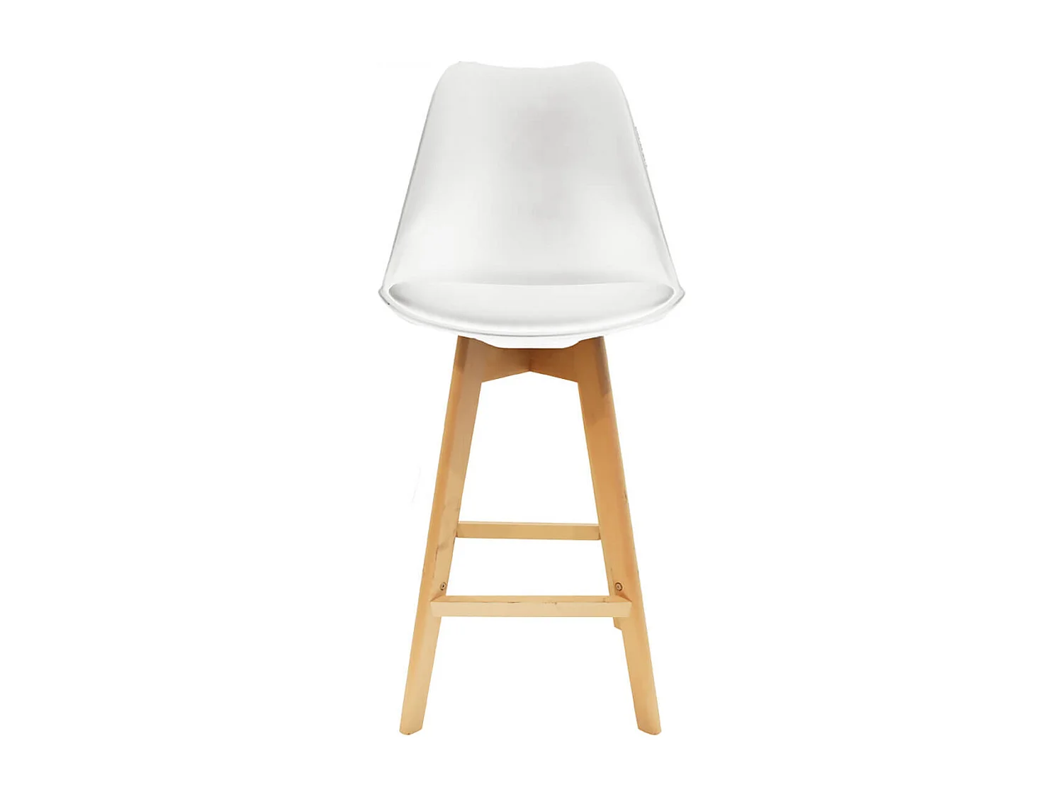 PARSA - Lot de 6 Chaises Hautes Blanches et Pieds Bois