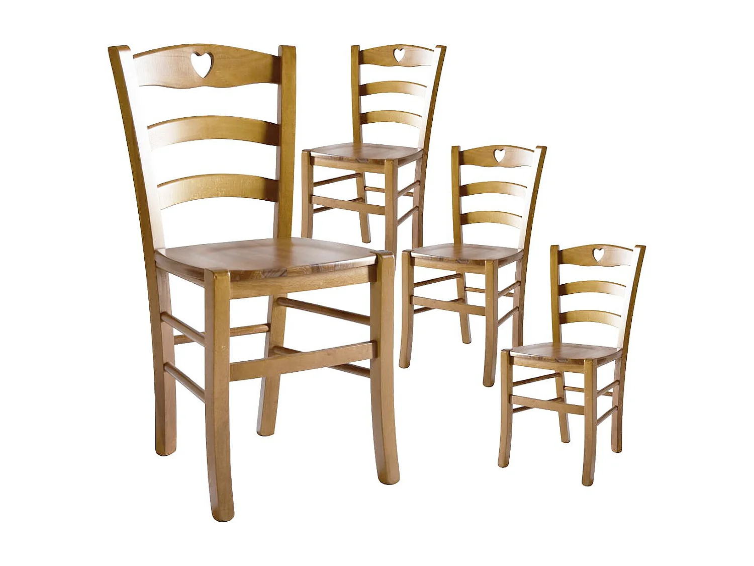 NAPLES - Lot de 4 Chaises Teinté Chêne et Assises en Bois