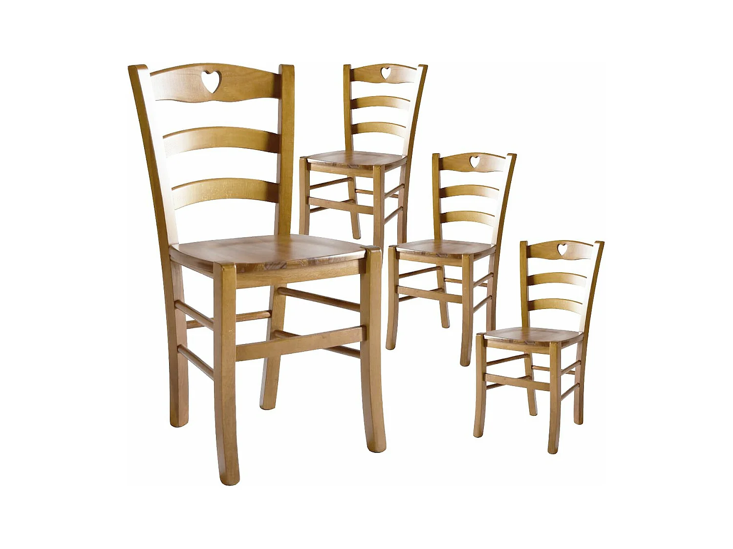 NAPLES - Lot de 4 Chaises Teinté Chêne et Assises en Bois