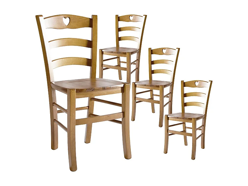 NAPLES - Lot de 4 Chaises Teinté Chêne et Assises en Bois
