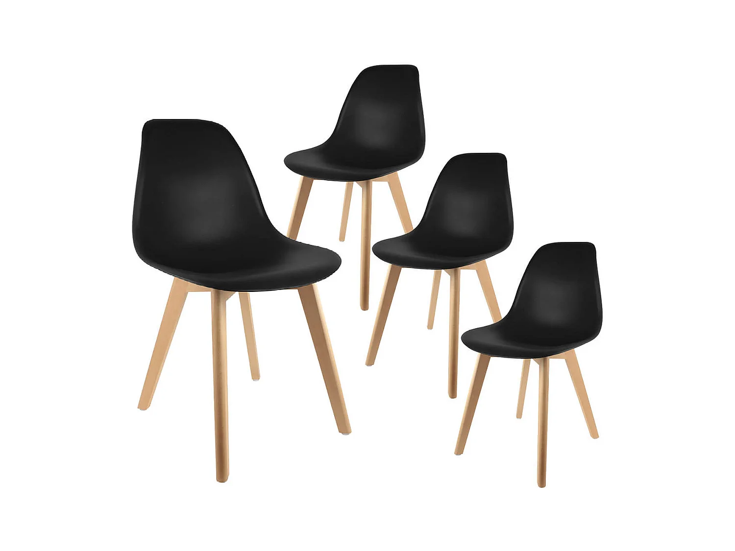 MELYA - Lot de 4 Chaises Scandinaves Noires