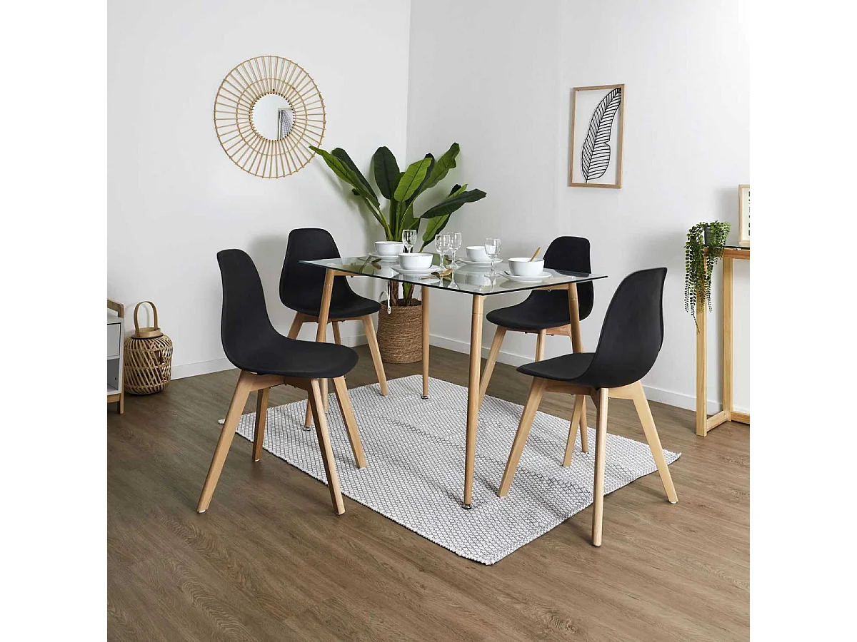 MELYA - Lot de 4 Chaises Scandinaves Noires