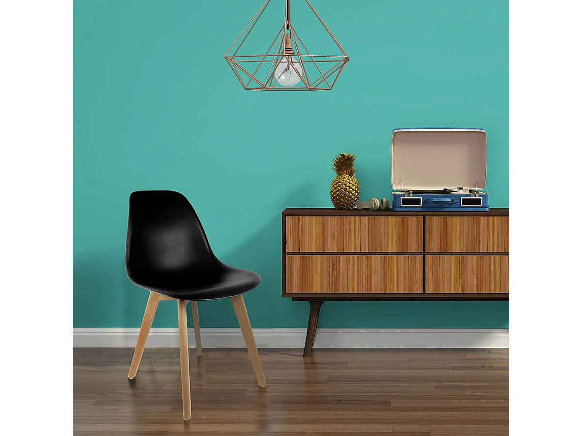 MELYA - Lot de 4 Chaises Scandinaves Noires