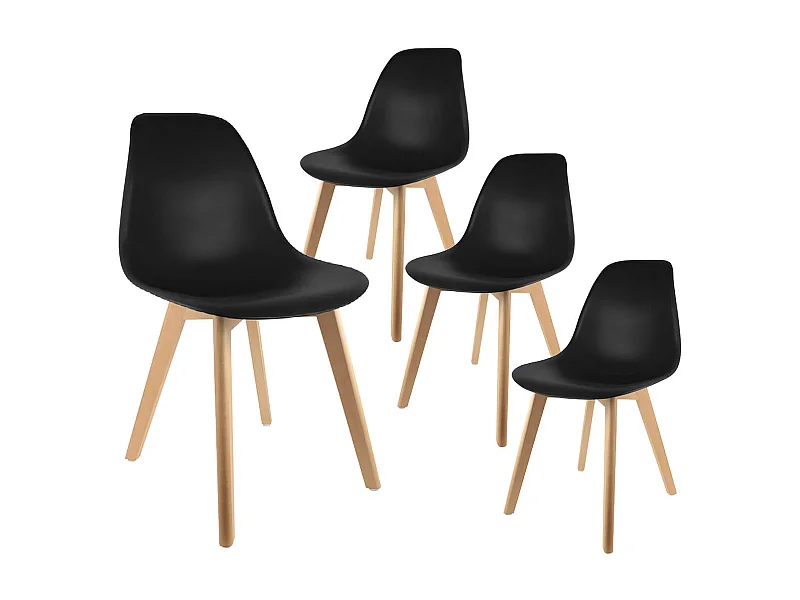 MELYA - Lot de 4 Chaises Scandinaves Noires