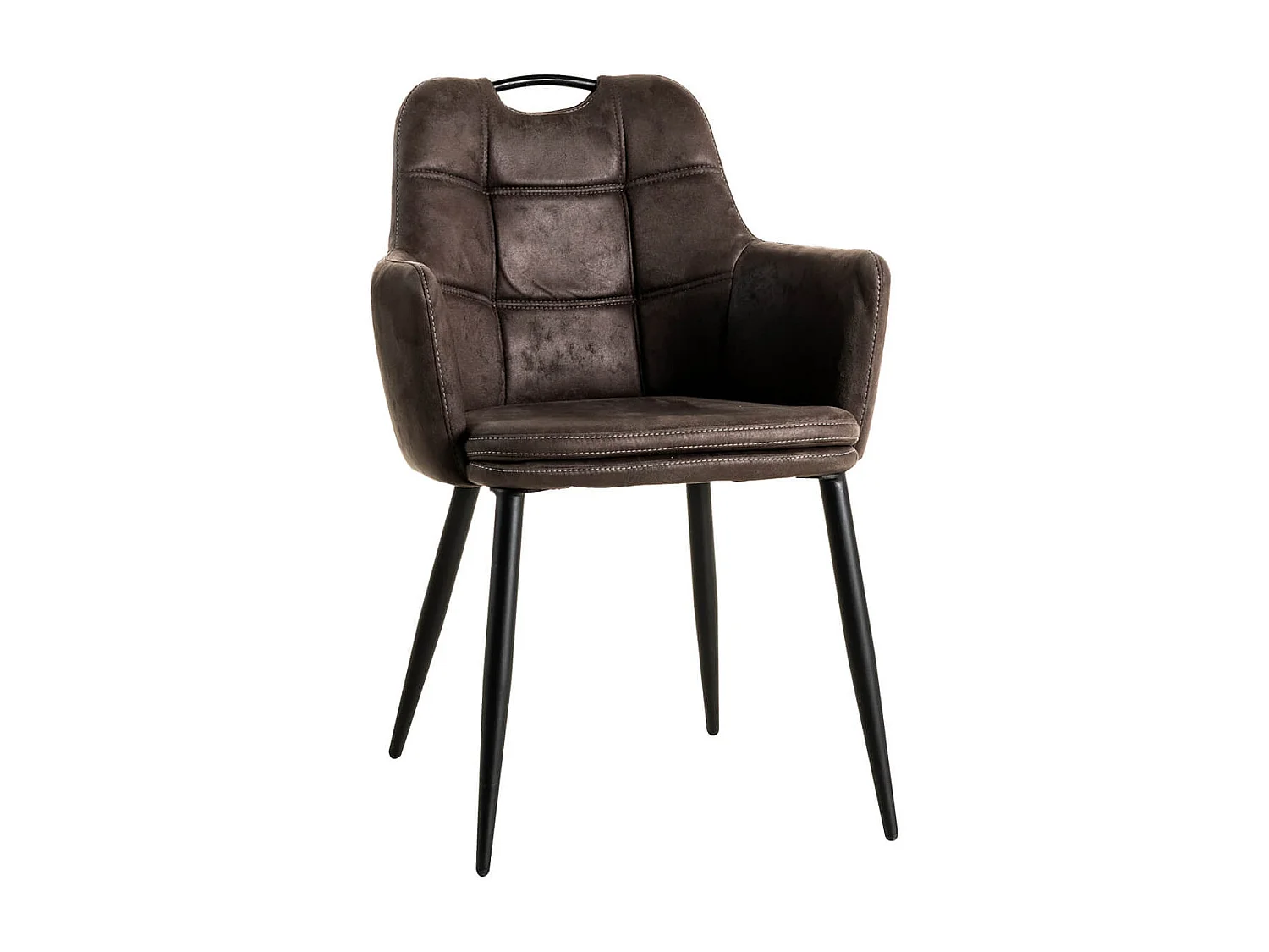 CYMA - Lot de 6 Chaises Tissu Anthracite avec Accoudoirs