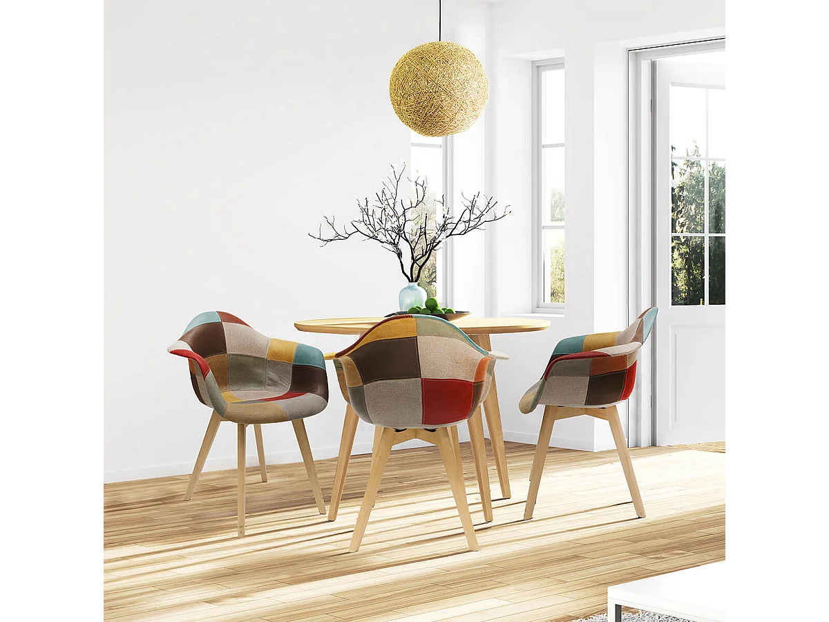 BRADU - Lot de 2 Fauteuils Patchwork Motif Vintage